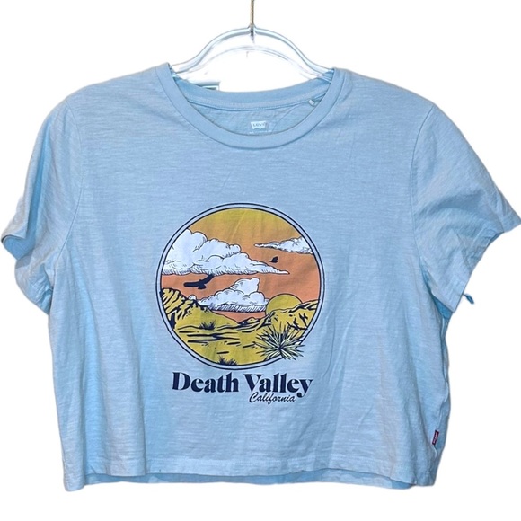Levi’s Cropped Death Valley Graphic Tee size large sky blue - Picture 3 of 7